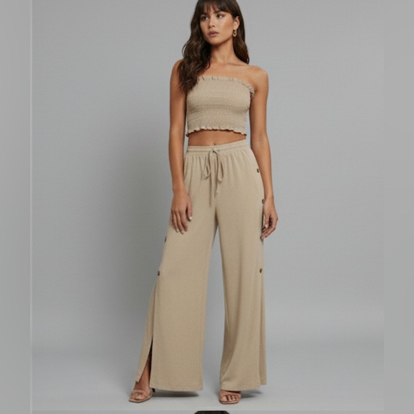 Boho Frill Trim Tube Top & Split Hem Pants - Picture 5 of 11